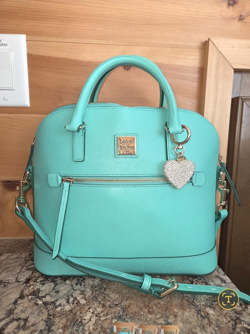 Dooney & Bourke Turquoise Dome Satchel with Heart Charm